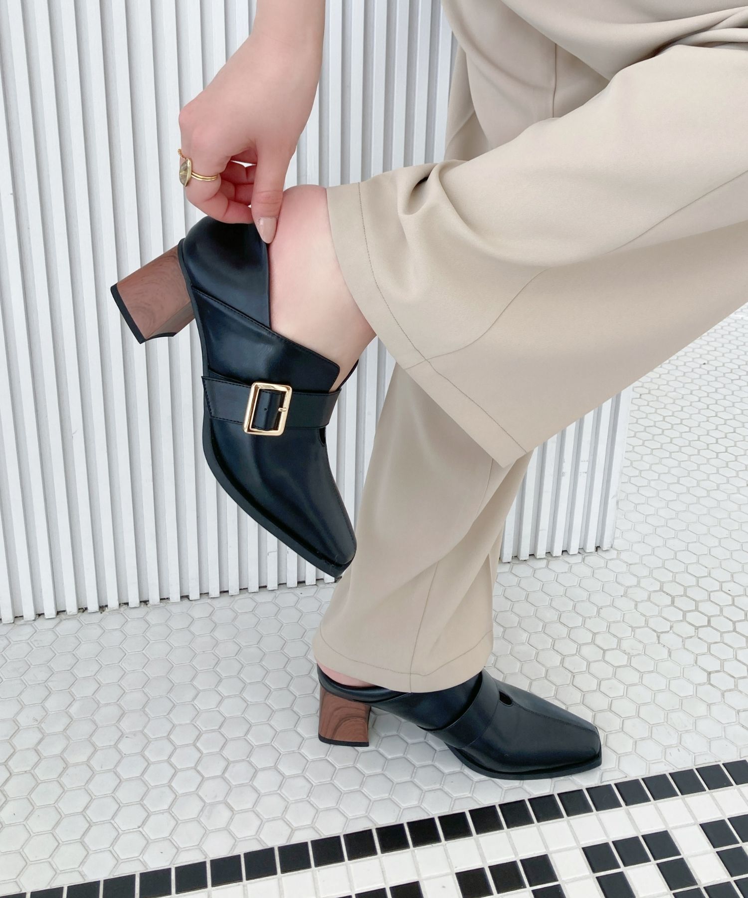 ORiental TRaffic「ウッドヒールベルトパンプス/51103 パンプス トレンド 人気 売れてる」|パンプス|