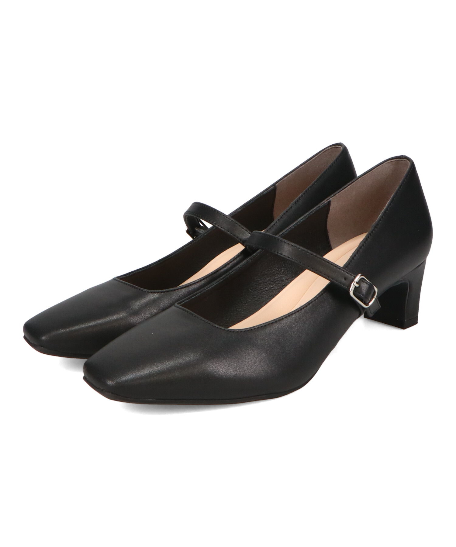 ORiental TRaffic「 スクエアトゥ ストラップ ヒール パンプス /R-3006 オフィス 就活 冠婚葬祭」|パンプス|