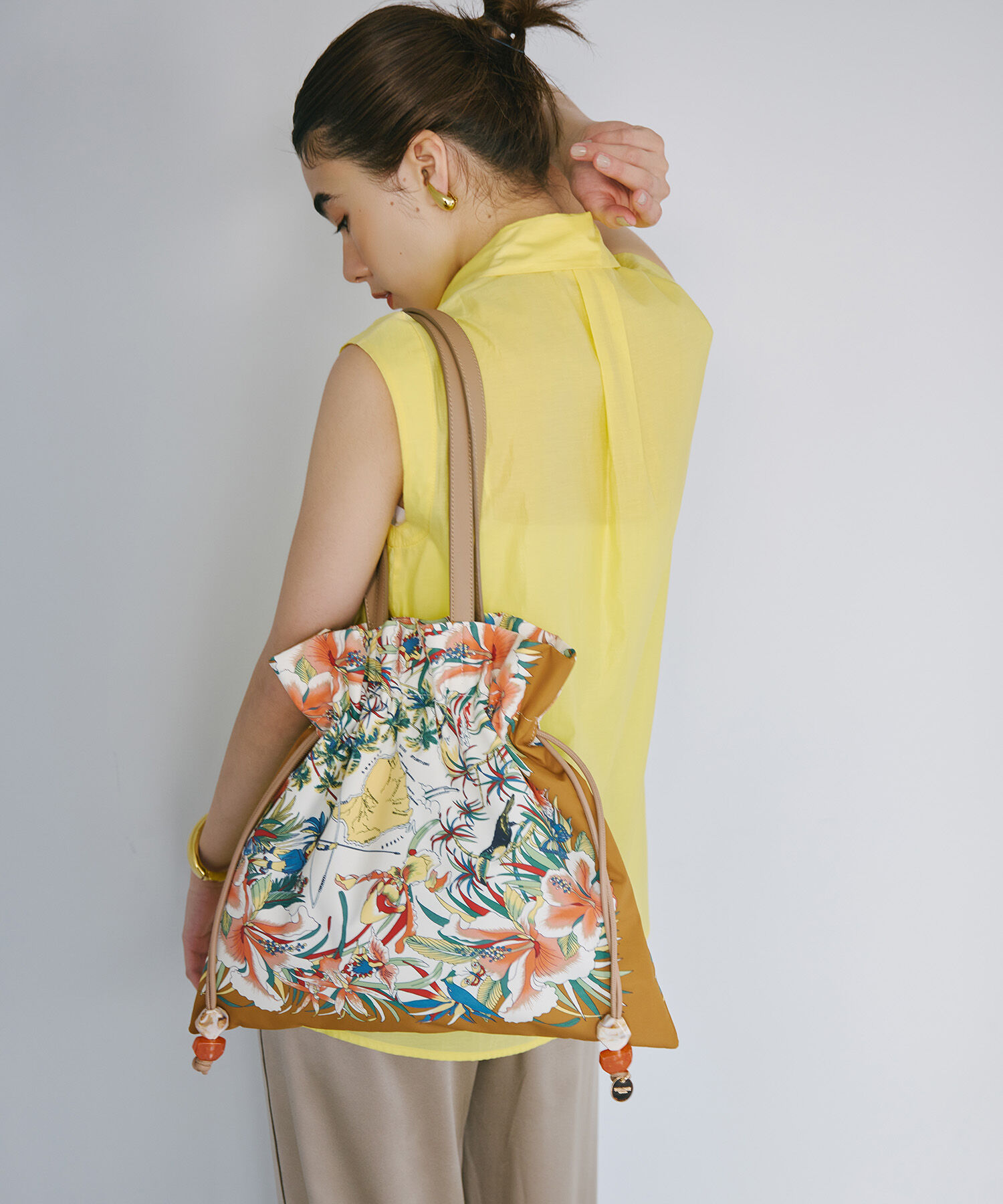 TOPKAPI TREASURE「【TREASURE TOPKAPI】マイルドサテン スカーフ柄 巾着 トート バッグ 」|トートバッグ|