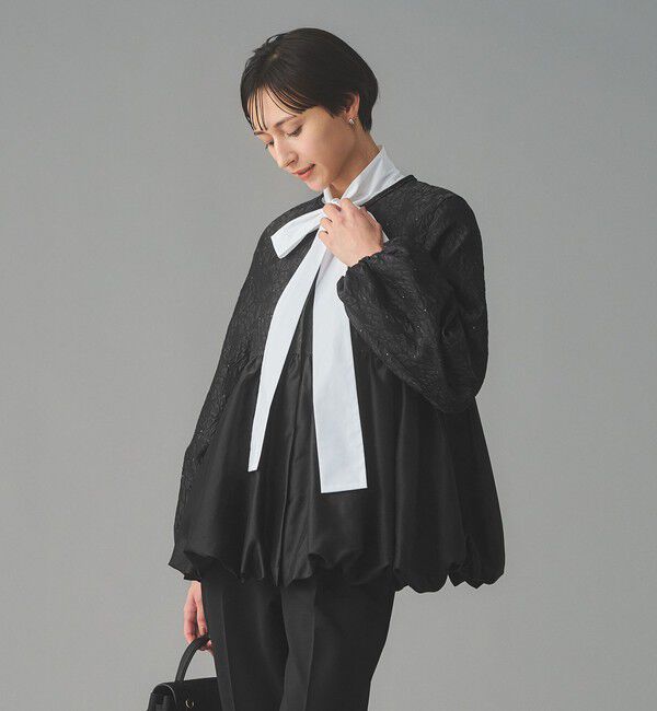 UNITED ARROWS「GISHA 2トーン ジャガード ジャケット」|ノーカラージャケット|