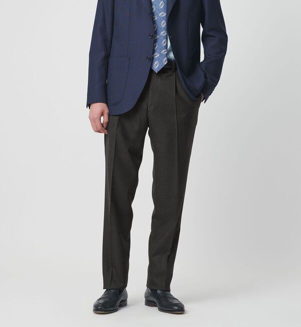 UNITED ARROWS「サージ クリース テーパード １プリーツ スラックス」|スラックス|DK.GRAY