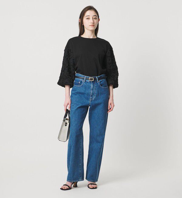 UNITED ARROWS「エンブロイダリーフラワー ショルダーコンビ カットソー」|Tシャツ・カットソー|