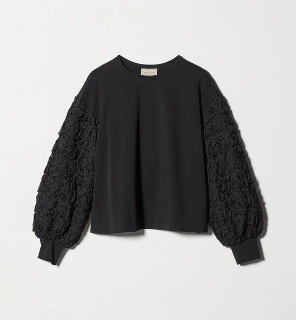 UNITED ARROWS「エンブロイダリーフラワー ショルダーコンビ カットソー」|Tシャツ・カットソー|