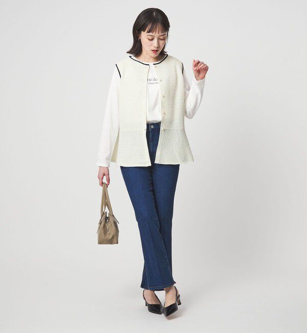 UNITED ARROWS green label relaxing「パイピング ペプラム ニット ジレ」|ベスト・ジレ|