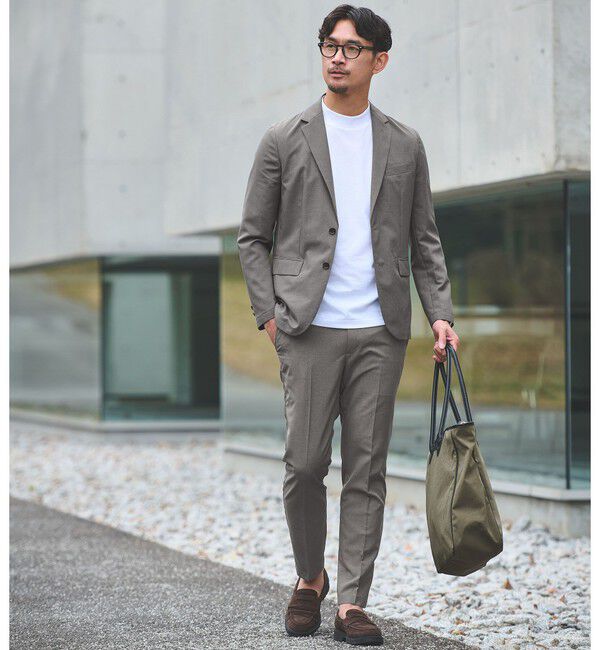 UNITED ARROWS green label relaxing「【WEB限定】JUST fit ドライポリエステル ナロー セットアップ -吸水速乾-」|テーラードジャケット|MD.GRAY