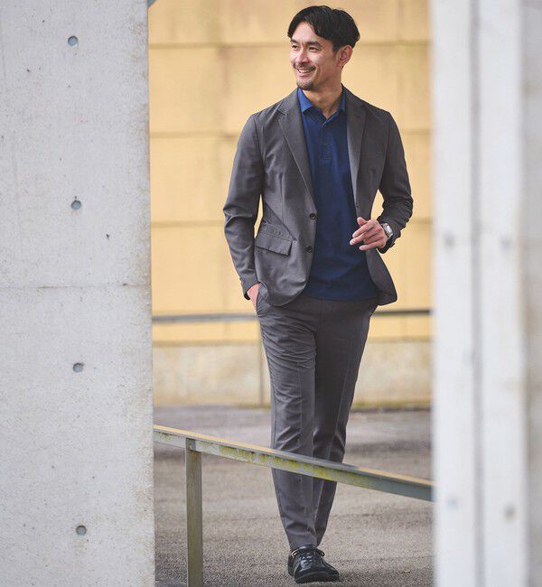 UNITED ARROWS green label relaxing「【WEB限定】JUST fit ドライポリエステル ナロー セットアップ -吸水速乾-」|テーラードジャケット|DK.GRAY
