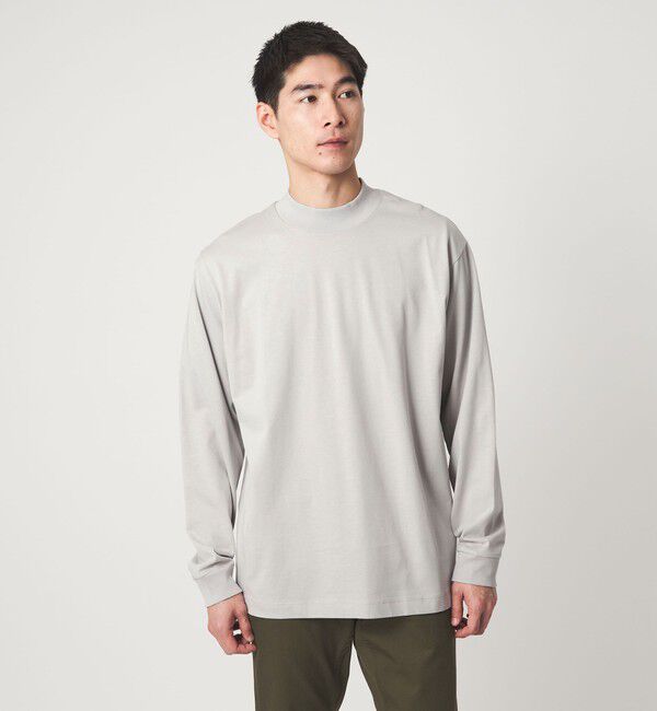 UNITED ARROWS green label relaxing「LONG FIBER COTTON クリア モックネック 長袖 Tシャツ」|Tシャツ・カットソー|LT.GRAY