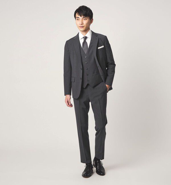 UNITED ARROWS green label relaxing「A+ TWPU トロピカル無地 スリム 5B セットアップ ベスト -ウォッシャブル-」|スーツ|