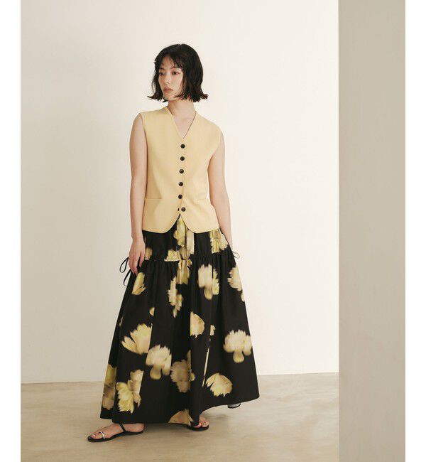 EMMEL REFINES「＜EMMEL REFINES＞EM ビッグフラワー ギャザー フレアスカート」|スカート|BLACK