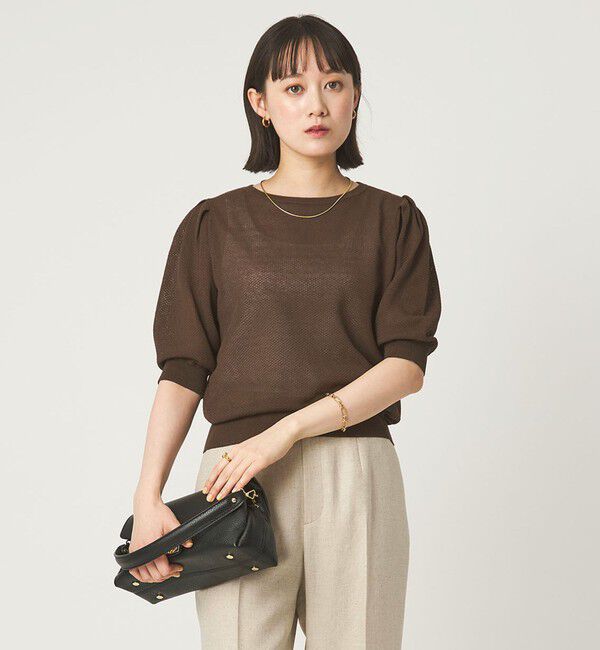 UNITED ARROWS green label relaxing「ハニカム タック スリーブ プルオーバー ニット」|ニット・セーター|DK.BROWN