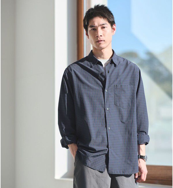 UNITED ARROWS green label relaxing「ナイロン コットン チェック ジャストルーズ 長袖 シャツ」|シャツ・ブラウス|