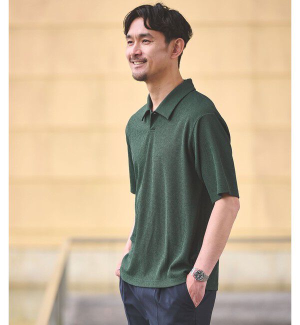 UNITED ARROWS green label relaxing「【WEB限定】JUST fit ピケ パイル 半袖 ポロシャツ -吸水速乾・UVカット-」|ポロシャツ|DK.GREEN
