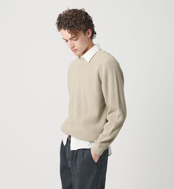 BEAUTY&YOUTH UNITED ARROWS「ブークレ ミックス 12ゲージ アゼ クルーネック ニット ウォッシャブル」|ニット・セーター|