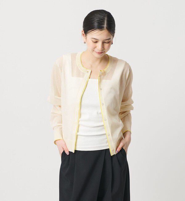 BEAUTY&YOUTH UNITED ARROWS「ライン クルーネック カーディガン ウォッシャブル」|カーディガン|