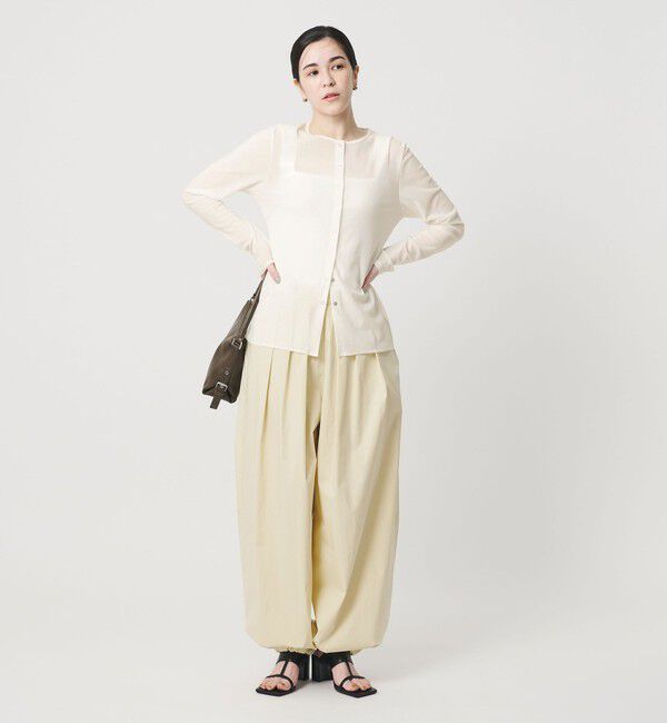 BEAUTY&YOUTH UNITED ARROWS「リングボタン チュール カーディガン ウォッシャブル 接触冷感」|カーディガン|