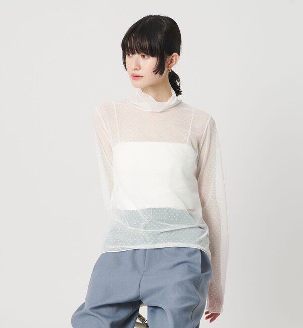 BEAUTY&YOUTH UNITED ARROWS「【WEB限定 Wardrobe DAILY MINIMAL】ドット チュールタートルネックプルオーバー ウォッシャブル」|Tシャツ・カットソー|