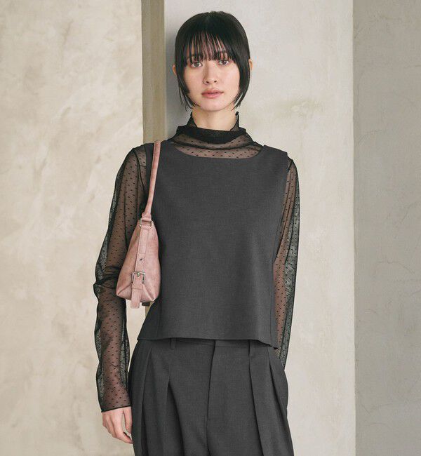 BEAUTY&YOUTH UNITED ARROWS「【WEB限定 Wardrobe DAILY MINIMAL】ドット チュールタートルネックプルオーバー ウォッシャブル」|Tシャツ・カットソー|