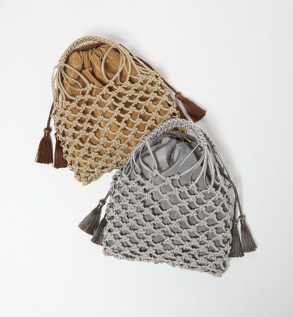 BEAUTY&YOUTH UNITED ARROWS「メタルコード ネット フリンジ ドロストバッグ」|かごバッグ|