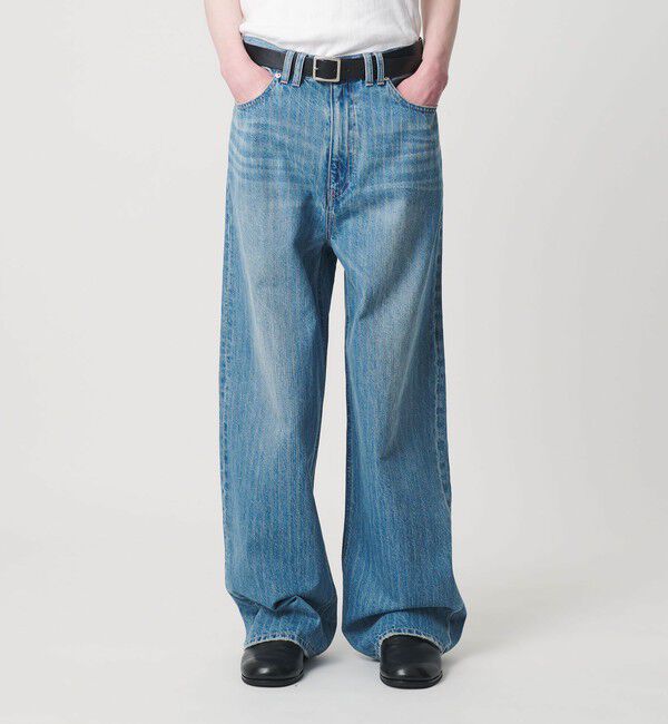 MONKEY TIME「ドビー ストライプ デニム バギー パンツ」|チノ|