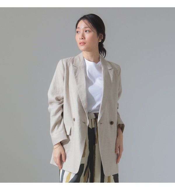 Demi-Luxe BEAMS 「ダブルブレスト リネン ジャケット」|ダッフルコート|