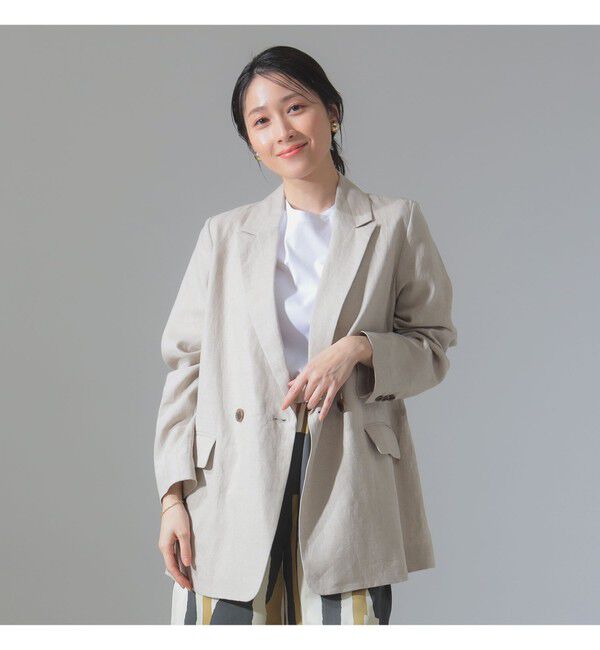 Demi-Luxe BEAMS 「ダブルブレスト リネン ジャケット」|ダッフルコート|