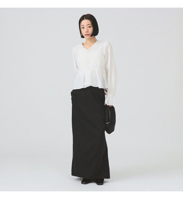 Ray BEAMS 「ギャザー ペプラム Vネック ブラウス」|シャツ・ブラウス|