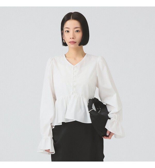 Ray BEAMS 「ギャザー ペプラム Vネック ブラウス」|シャツ・ブラウス|