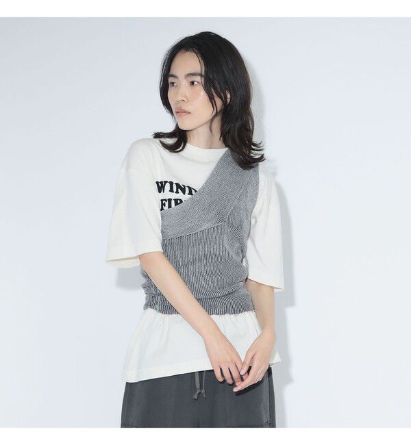 BEAMSBOY「maturely / プレーティング ワンショルダー ベスト」|ベスト・ジレ|GREY