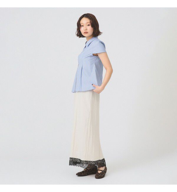 Ray BEAMS 「ストライプ ジップ シャツ ハーフスリーブ」|シャツ・ブラウス|