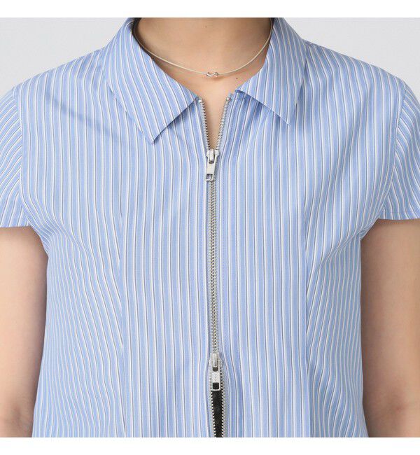 Ray BEAMS 「ストライプ ジップ シャツ ハーフスリーブ」|シャツ・ブラウス|