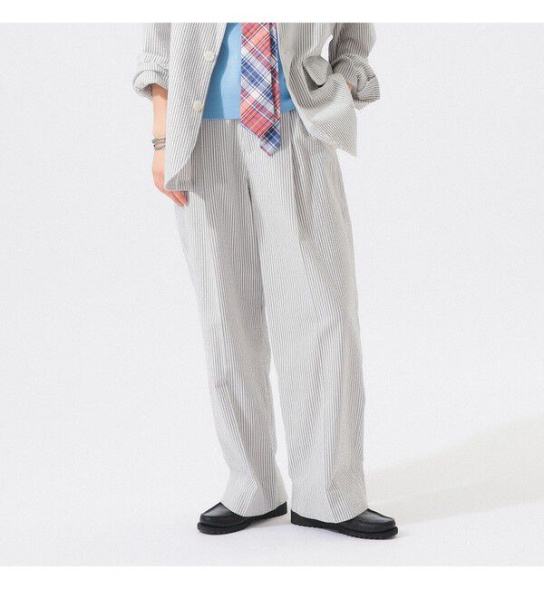 BEAMSBOY「シアサッカー スラックス」|スラックス|GREY