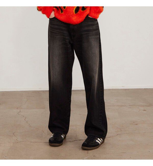 BEAMS「ワイドストレート デニムパンツ」|デニム|FADE_BLACK