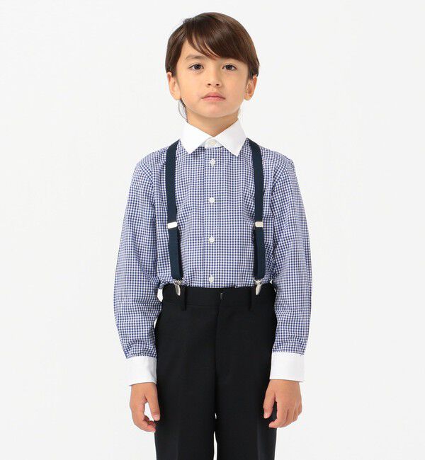 SHIPS KIDS「SHIPS KIDS:ギンガム クレリック レギュラーカラー シャツ(100～130cm)」|シャツ・ブラウス|ブルー