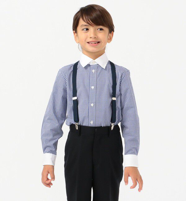 SHIPS KIDS「SHIPS KIDS:ギンガム クレリック レギュラーカラー シャツ(100～130cm)」|シャツ・ブラウス|