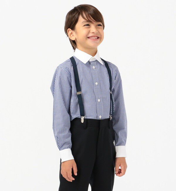 SHIPS KIDS「SHIPS KIDS:ギンガム クレリック レギュラーカラー シャツ(100～130cm)」|シャツ・ブラウス|