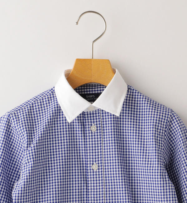 SHIPS KIDS「SHIPS KIDS:ギンガム クレリック レギュラーカラー シャツ(100～130cm)」|シャツ・ブラウス|