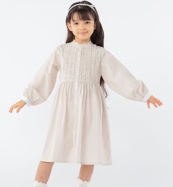 SHIPS KIDS「SHIPS KIDS:100～130cm / フリル シャツ ワンピース」|ワンピース|ベージュ系
