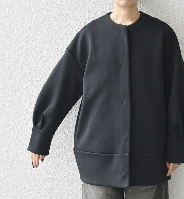 SHIPS any「SHIPS any:〈洗濯機可能〉ダブルジャージー ノーカラー コート」|ノーカラージャケット|
