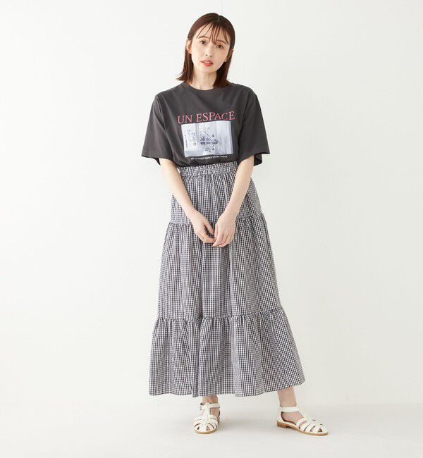SHIPS Colors 「SHIPS Colors:〈手洗い可能〉ギンガムチェック ティアード スカート」|フレア|