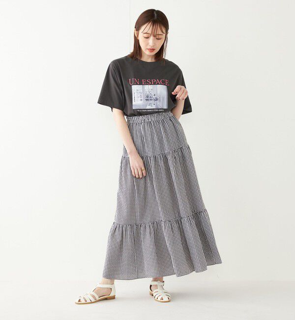 SHIPS Colors 「SHIPS Colors:〈手洗い可能〉ギンガムチェック ティアード スカート」|フレア|