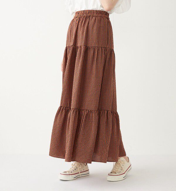 SHIPS Colors 「SHIPS Colors:〈手洗い可能〉ギンガムチェック ティアード スカート」|フレア|