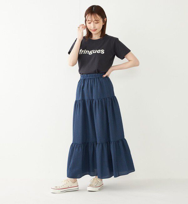 SHIPS Colors 「SHIPS Colors:〈手洗い可能〉ギンガムチェック ティアード スカート」|フレア|