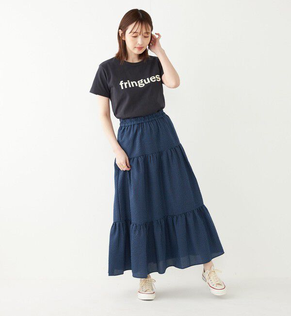 SHIPS Colors 「SHIPS Colors:〈手洗い可能〉ギンガムチェック ティアード スカート」|フレア|