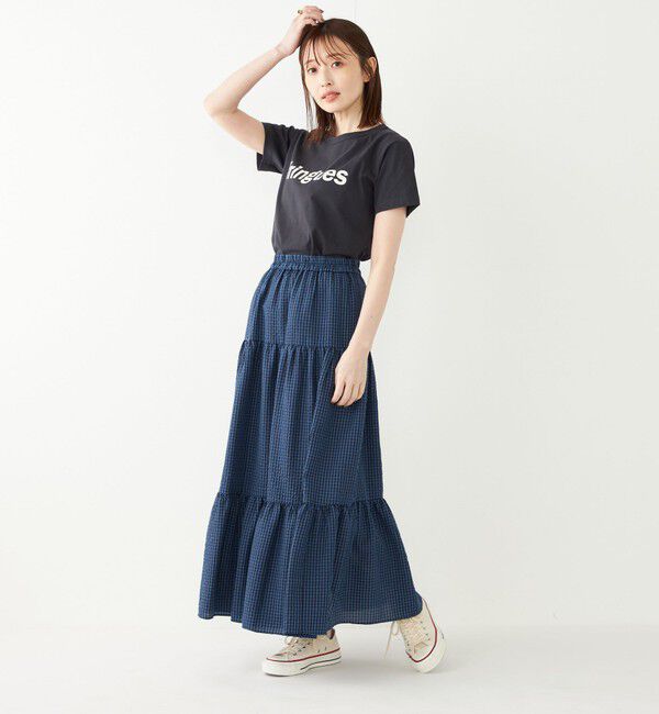 SHIPS Colors 「SHIPS Colors:〈手洗い可能〉ギンガムチェック ティアード スカート」|フレア|