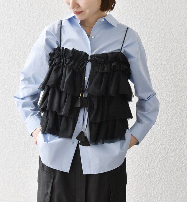 SHIPS any「SHIPS any:〈手洗い可能〉チュール ティアード 2WAY キャミソール」|キャミソール|