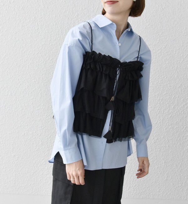 SHIPS any「SHIPS any:〈手洗い可能〉チュール ティアード 2WAY キャミソール」|キャミソール|