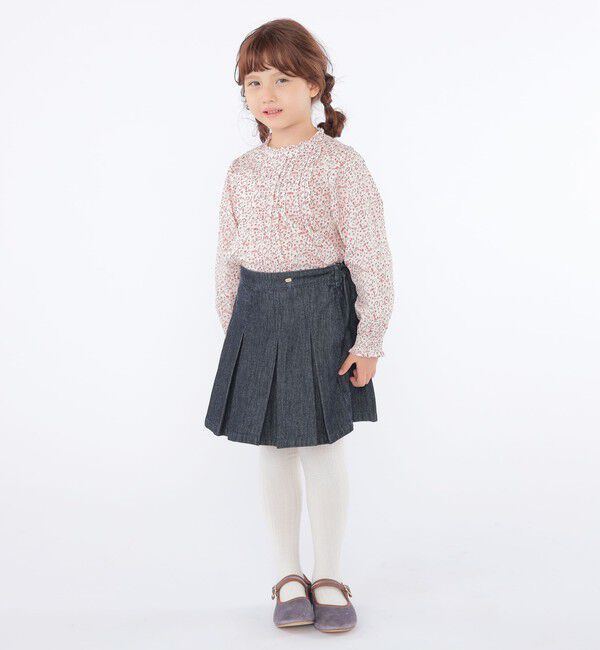 SHIPS KIDS「SHIPS KIDS:100～130cm / デニム プリーツ キュロット」|キュロット|
