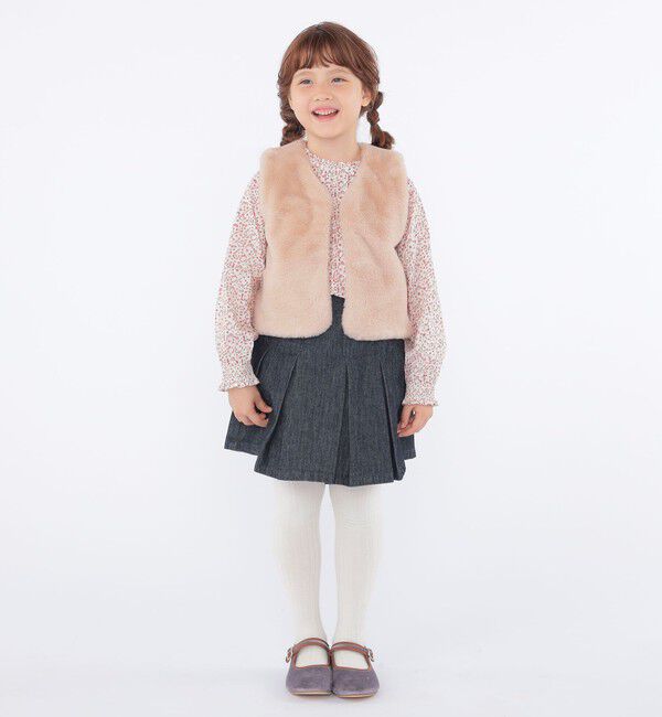 SHIPS KIDS「SHIPS KIDS:100～130cm / デニム プリーツ キュロット」|キュロット|