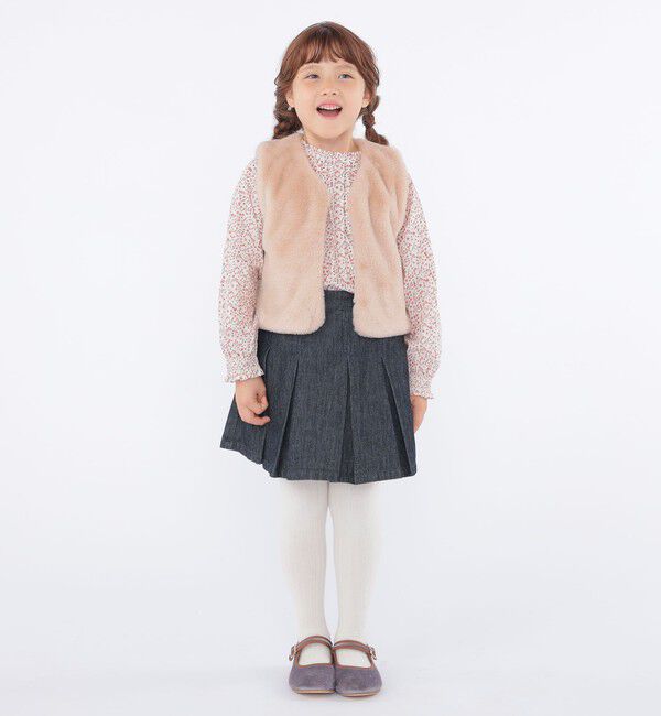 SHIPS KIDS「SHIPS KIDS:100～130cm / デニム プリーツ キュロット」|キュロット|
