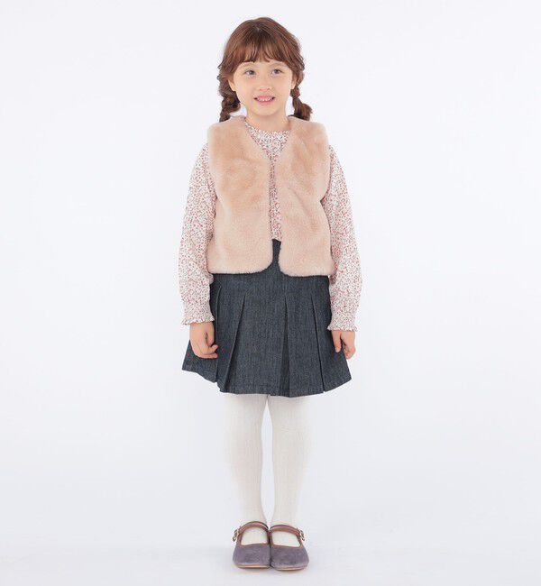 SHIPS KIDS「SHIPS KIDS:100～130cm / デニム プリーツ キュロット」|キュロット|